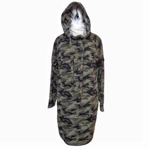 Hoodie Sweatshirt Dress Juniors Size XL Comfy Green Camouflage Fleece Loungewear